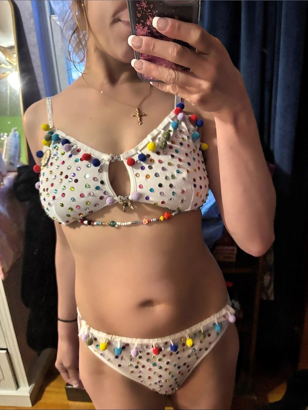 Embellished White Bikini Set